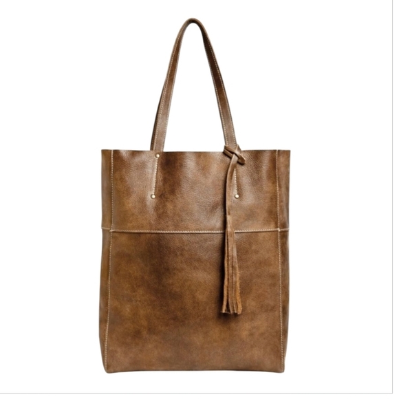 Roots Handbags - ROOTS | Tribe Leather Edie Bag Large Tote Shopper Cognac Brown Made In Canada